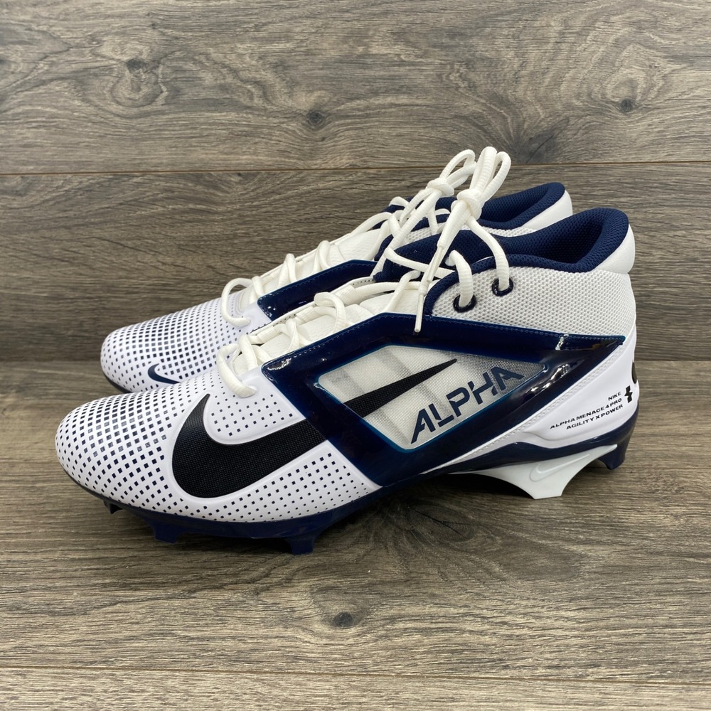 Nike Alpha Menace 4 Pro Mens 13.5 White Navy Football Cleats FZ7702-102